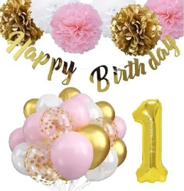 balony-zestaw-dekoracji-na-roczek-1-urodziny-rose