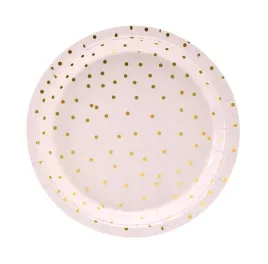 talerzyki-papier-rozowe-zlote-groszki-18cm-6szt