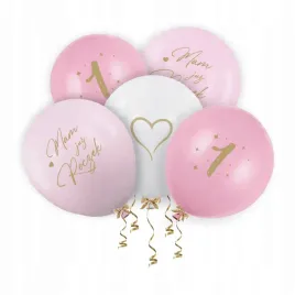balony-na-roczek-1-urodziny-rozowe-5szt