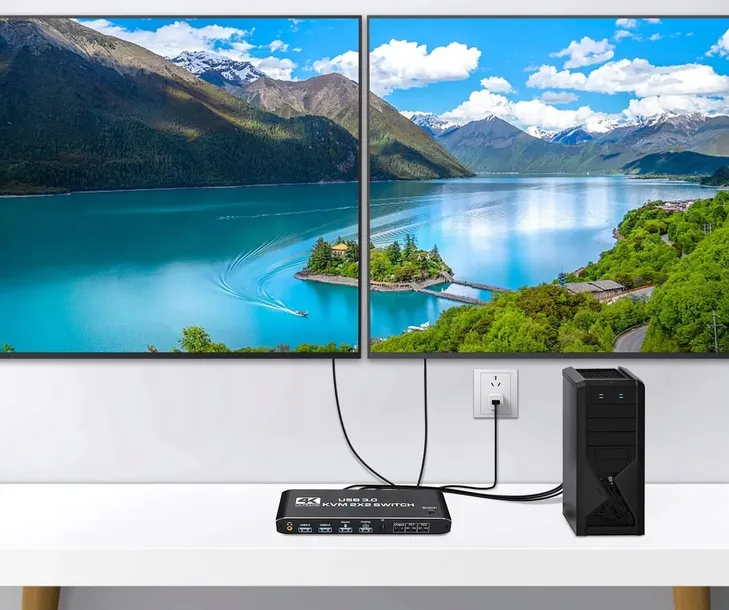 konsola-kvm-hdmi-2-0-przelacznik-switch-2-monitory-stan-nowy-stan-opakowania-oryginalne