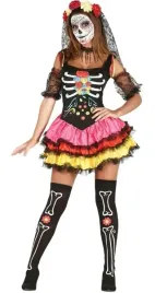 stroj-szkielet-kwiaty-kolorowa-los-muertos-przebranie-na-halloween-xs-s