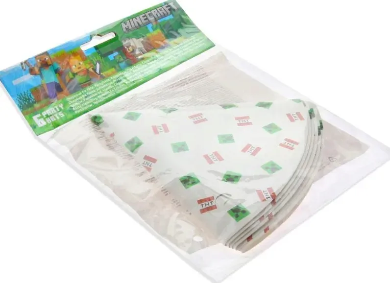 czapeczki-urodzinowe-minecraft-piksele-tnt-urodziny-6szt