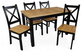 stol-maly-65x120-rozsuwany-do-160-cm-dab-craft-4-krzesla-krzyz-czarne