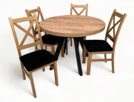 stol-okragly-100-200-dab-craft-4-krzesla-tapicerowane-czarny-velvet