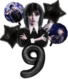 balony-urodzinowe-wednesday-addams-9-urodziny-6szt