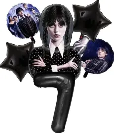 balony-urodzinowe-wednesday-addams-7-urodziny-6szt