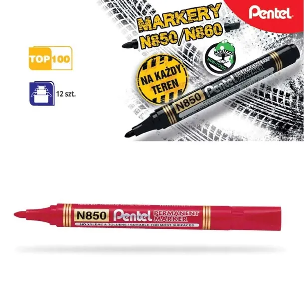 pentel-marker-n850-okragly-czerwony-stan-nowy-marka-pentel