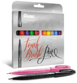 pentel-pisaki-markery-brush-sign-pen-12-sztuk