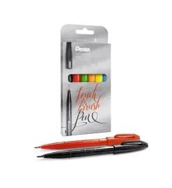 pentel-pisak-brush-sign-pen-6-kolrow