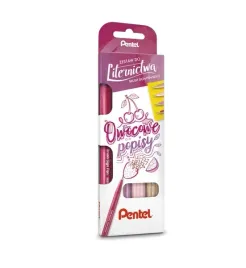 pentel-pisak-brush-sign-pen-4-sztuki-rozowe