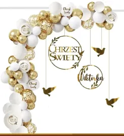 balony-biale-zlote-luk-zestaw-dekoracji-listki-na-chrzest-imie