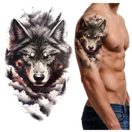 tatuaz-wilk-mroczny-las-zmywalny-tymczasowy-wodny
