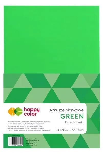 ARKUSZE PIANKOWE A4, 5 ARK, ZIELONY,  HAPPY COLOR