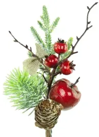 galazka-swiateczna-dzika-roza-jablko-czerwone-szyszka-kokarda-igly-az-32-cm