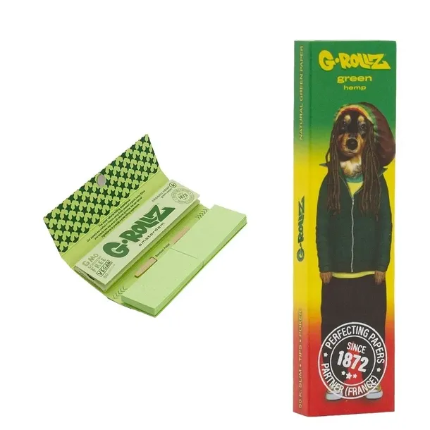 Bibułki Bletki G-Rollz Pets Rock Reggae Green Hemp plus + filtry