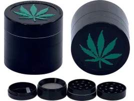 mlynek-grinder-metalowy-czarny-lisc-4cz-4cm