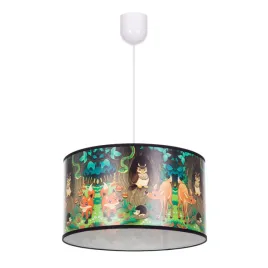 lampa-wiszaca-sufitowa-zyrandol-nadruk-las-zwierzeta-abazur-regulowana