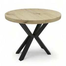 stol-okragly-metalowe-nogi-czarne-x-dab-artisan-o90-rozsuwany-do-190-cm
