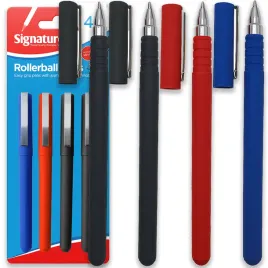 dlugopisy-kulkowe-pioro-pisaki-zestaw-4-sztuki-biurowe-gumowy-uchwyt