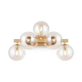 lampa-scienna-kinkiet-zloty-bursztynowe-szklane-kule-5-pkt-38-cm-maytoni