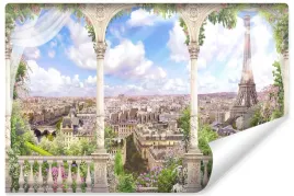 fototapeta-do-sypialni-panorama-paryz-wieza-eiffla-kolumny-3d-450x300