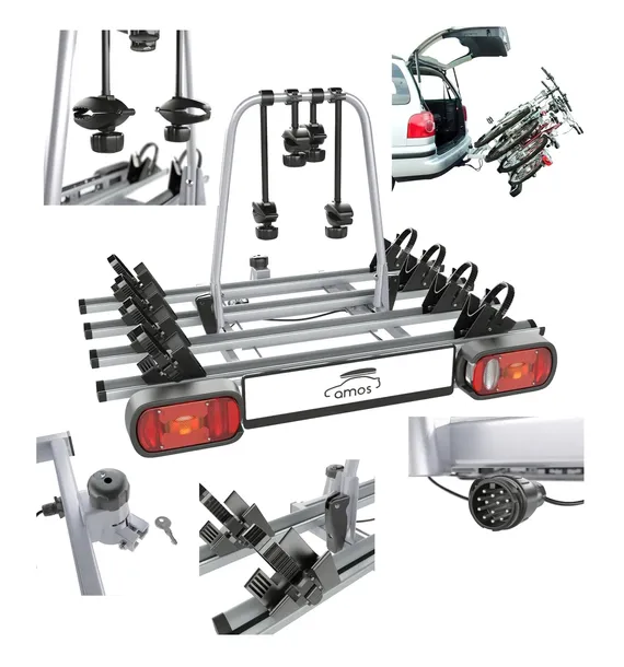 Bagażnik uchwyt rowerowy na hak 4 ROWERY AMOS GIRO UCHYLANY 13-pin 75kg