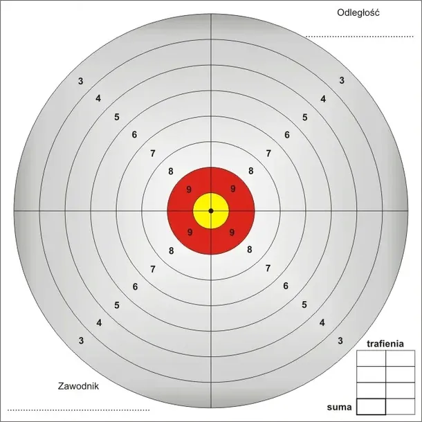 Tarcze strzeleckie sportowe 14x14 cm 100 szt. czerwone żółte sztywne