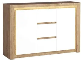 dab-bialy-polysk-komoda-z-szufladami-i-drzwiami-144-cm-led-pojemna