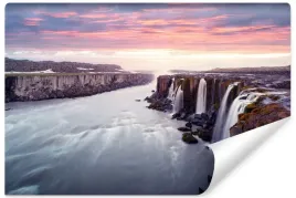 fototapeta-scienna-zachod-slonca-wodospad-selfoss-krajobraz-3d-450x300