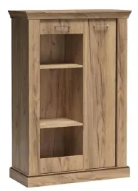 kraft-zloty-witryna-niska-1405-cm-waska-polki-drzwiczki-salon-jadalni