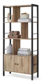 przemyslowy-regal-na-ksiazki-akcesoria-dekoracje-ozdoby-palony-dab-loft