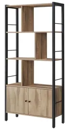 funkcjonalny-regal-na-ksiazki-akcesoria-stal-plyta-mdf-palony-dab-loft