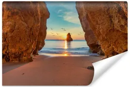 fototapeta-do-salonu-zachod-slonca-plaza-ocean-skaly-pejzaz-3d-450x300