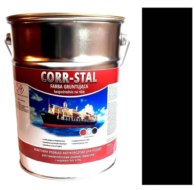 FARBA OKRĘTOWA PODKŁADOWA NA RDZĘ CORR STAL OCYNK ALUMINIUM czarna METAL 5L