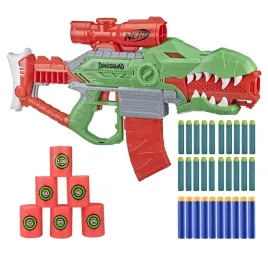 pistolet-nerf-dinosquad-rex-rampage-automatyczny-dodatki-strzalki-cele