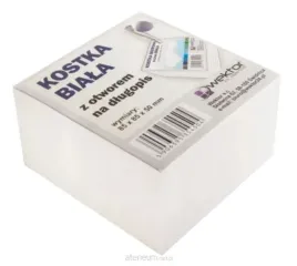 kostka-biurowa-klejona-biala-z-otworem-na-dlugopis