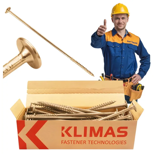 WKRĘTY CIESIELSKIE DO DREWNA 8x240 TALERZOWE TORX 50szt WKCP-08240 KLIMAS