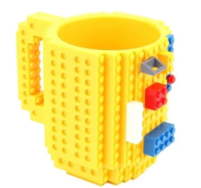 KUBEK KLOCKOWY DO LEGO + KLOCKI KOLOR ŻÓŁTY