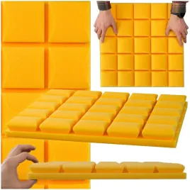 pianka-wygluszajaca-mata-akustyczna-kostka-wypukla-5cm-zolta-50x50x5cm