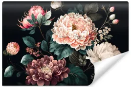 fototapeta-do-salonu-kolorowe-kwiaty-piwonie-styl-retro-efekt-3d-450x300