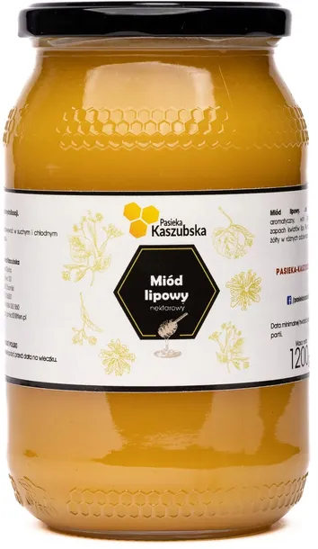 MIÓD LIPOWY - 1,2KG - PASIEKA KASZUBSKA - ŚWIEŻY - 2026 - PŁYNNY