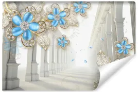 fototapeta-do-sypialni-kolumny-tunel-efekt-3d-kwiaty-roze-400x280