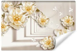 fototapeta-do-salonu-tunel-kwiaty-motyle-efekt-3d-abstrakcja-450x300
