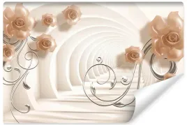 fototapeta-do-salonu-tunel-efekt-3d-abstrakcja-roze-kwiaty-450x300