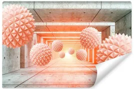 fototapeta-scienna-betonowy-tunel-efekt-3d-abstrakcja-kule-450x300