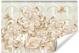 fototapeta-do-sypialni-kwiaty-abstrakcja-motyle-efekt-3d-450x300