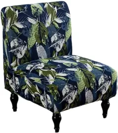 pokrowiec-na-fotel-bez-podlokietnikow-granatowy-wzor-liscie