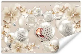 fototapeta-do-sypialni-abstrakcja-kwiaty-kule-motyle-efekt-3d-400x280