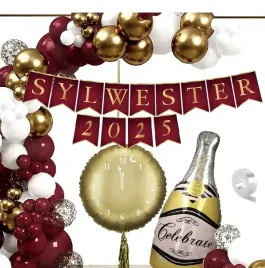 balony-dekoracje-na-nowy-rok-zlote-bordowe-baner-sylwester