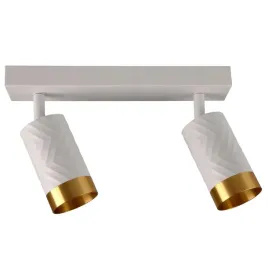 lampa-scienna-sufitowa-listwa-biala-zlota-ze-wzorem-2-reflektorki-polux
